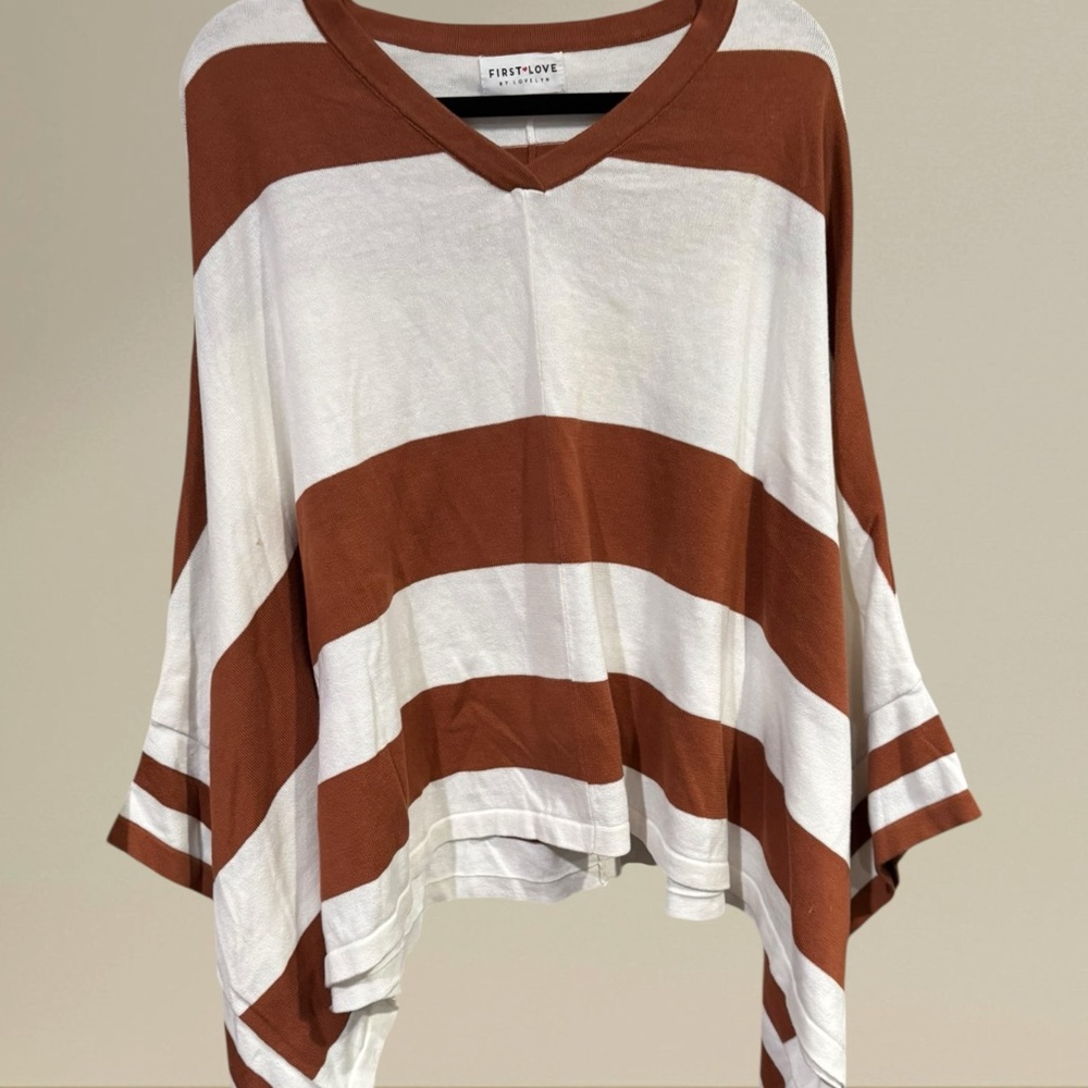 First Love Brown and White Striped Top - Picture 1 of 6